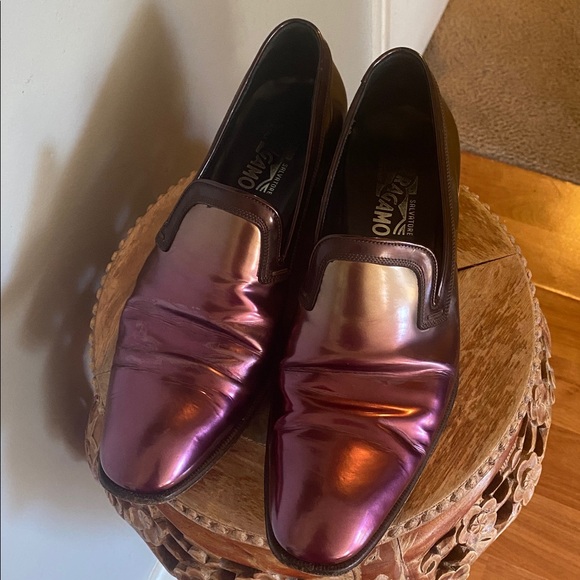 ❤️‍?SALVATORE FERRAGAMO 8 Brown Burgundy Ombre Leather Slip On Loafers❤️‍? main image 14